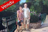Peinture acrylique - couple devant moulin  eau normandie  - Cliquez sur l'image pour voir la fiche et l'agrandissement