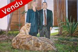 Peinture portraits d'un couple et Chat- Virginie Trabaud Artiste Peintre