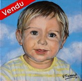 Portrait de petit garon blond - Peinture acrylique d'aprs photo - Virginie Trabaud Artiste Peintre