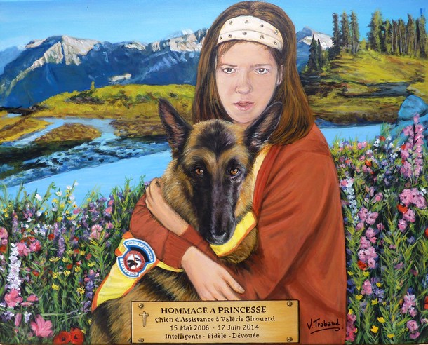 Peinture Chien d'assistance Handicap Hommage - Acrylique - Virginie TRABAUD Copyright