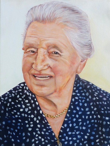 peinture Portrait d une femme age grand-mre - Cliquez sur l image pour voir la fiche dtaille et consulter le tarif de l oeuvre