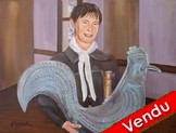 Peinture Femme avec coq - Virginie Trabaud Artiste Peintre