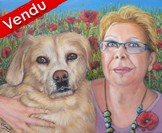 Peinture femme et son chien - Virginie Trabaud Artiste Peintre