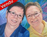 Peinture portraits 2 femmes soeurs - Virginie Trabaud Artiste Peintre