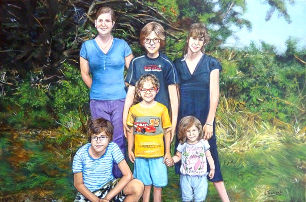 Peinture portraits de 6 enfants - Virginie Trabaud Artiste Peintre