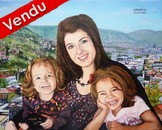 Peinture Sarajevo portraits mre et enfants - Virginie Trabaud Artiste Peintre