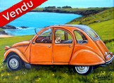 peinture 2 cv orange mandarine au bord de la mer Cliquez sur l image pour voir la fiche dtaille et le tarif de l oeuvre