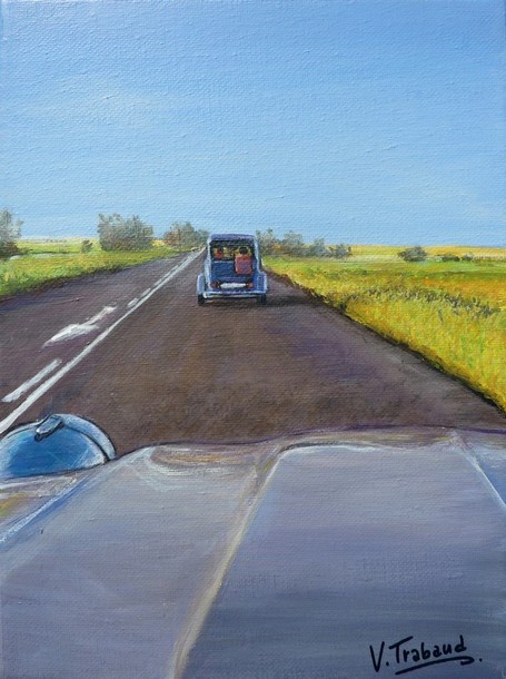 peinture 2 deuches sur la route - Cliquez sur l image pour voir la fiche dtaille et le tarif de l oeuvre