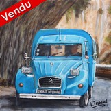 peinture 2 cv fourgonnette ak bleu - Cliquez sur l image pour voir la fiche dtaille et le tarif de l oeuvre