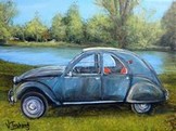 Peinture 2cv azam grise paysage tang - Cliquez sur l'image pour voir l'agrandissement