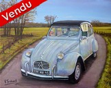 peinture 2cv Azam grise Route de campagne - Cliquez sur l image pour voir la fiche dtaille et le tarif de l oeuvre