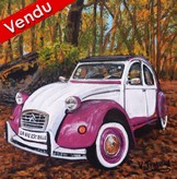 Peinture 2cv dolly blanche et fushia en fort acrylique - Virginie TRABAUD Cliquez sur l'image pour voir la fiche dtaille