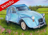 Peinture 2cv bleue  l a campagne - Virginie TRABAUD Cliquez sur l'image pour voir la fiche dtaille