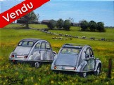 peinture 2 cv paysage campagne belgique - Cliquez sur l image pour voir la fiche dtaille et le tarif de l oeuvre