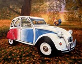 Peinture 2cv cocorico et coq acrylique - Virginie TRABAUD Cliquez sur l'image pour voir la fiche dtaille