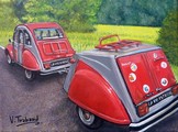 peinture 2 cv dolly avec remorque - Cliquez sur l image pour voir la fiche dtaille et le tarif de l oeuvre