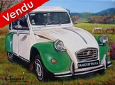 Peinture 2cv verte et blanche acrylique - Virginie TRABAUD Cliquez sur l'image pour voir la fiche dtaille