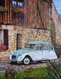 peinture 2cv glantine au moulin de Flagy - Cliquez sur l image pour voir la fiche dtaille et consulter le tarif de l oeuvre