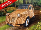 peinture 2cv en bois d arbres fruitiers - Cliquez sur l image pour voir la fiche dtaille et le tarif de l oeuvre