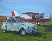 peinture 2cv et avion - Cliquez sur l image pour voir la fiche dtaille et le tarif de l oeuvre