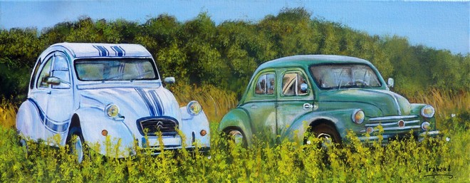 peinture 2 cv et renault 4cv - Cliquez sur l image pour voir la fiche dtaille et le tarif de l oeuvre