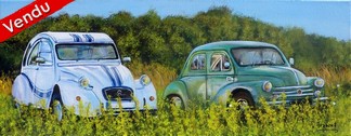 peinture 2 cv et renault 4cv - Cliquez sur l image pour voir la fiche dtaille et le tarif de l oeuvre