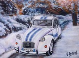 Peinture 2cv france 3 paysage de neige acrylique - Virginie TRABAUD Cliquez sur l'image pour voir la fiche dtaille