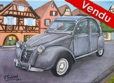 peinture 2cv AZ grise paysage Alsace - Cliquez sur l image pour voir la fiche dtaille et consulter le tarif de l oeuvre