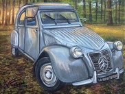 peinture 2cv grise type a en foret - Cliquez sur l image pour voir la fiche dtaille et le tarif de l oeuvre