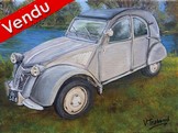 peinture 2 cv grise paysage lac - Cliquez sur l image pour voir la fiche dtaille et le tarif de l oeuvre