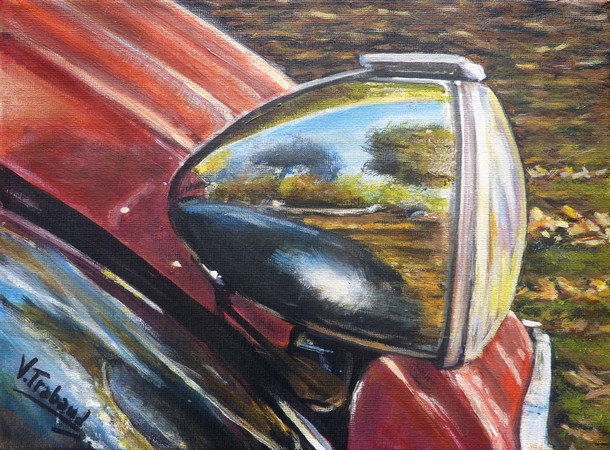 Peinture Phare de 2cv Charleston - Acrylique et vinylique - Virginie TRABAUD