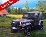 peinture jeep noire et chalet - Cliquez sur l image pour voir la fiche dtaille et le tarif de l oeuvre