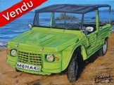 peinture Mehari verte plage corse - Cliquez sur l image pour voir la fiche dtaille et le tarif de l oeuvre