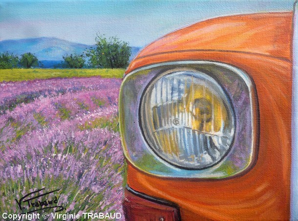 Tableau de peinture phare de dyane et paysage de provence avec lavande - virginie Trabaud Artiste Peintre