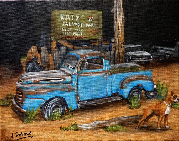 peinture Pick'up Ford vintage - Cliquez sur l image pour voir la fiche dtaille et le tarif de l oeuvre