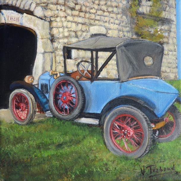 peinture quadrilette peugeot bb 172L bleue - acrylique - virginie trabaud